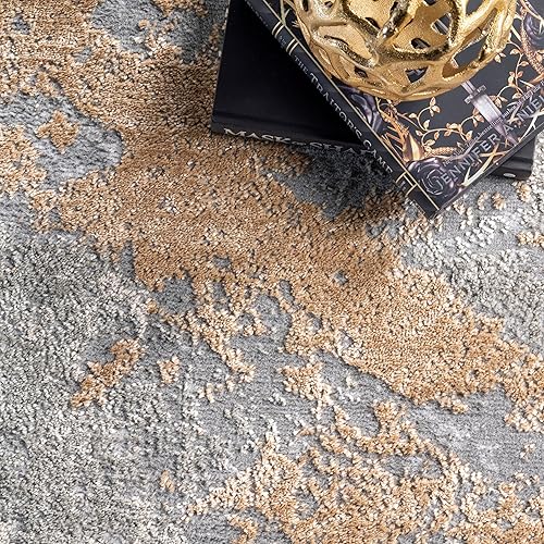 Miniatura 9 de nuLOOM alfombra para corredor Cyn Abstract dorada de 2 pies 8 pulgadas x 8 pies