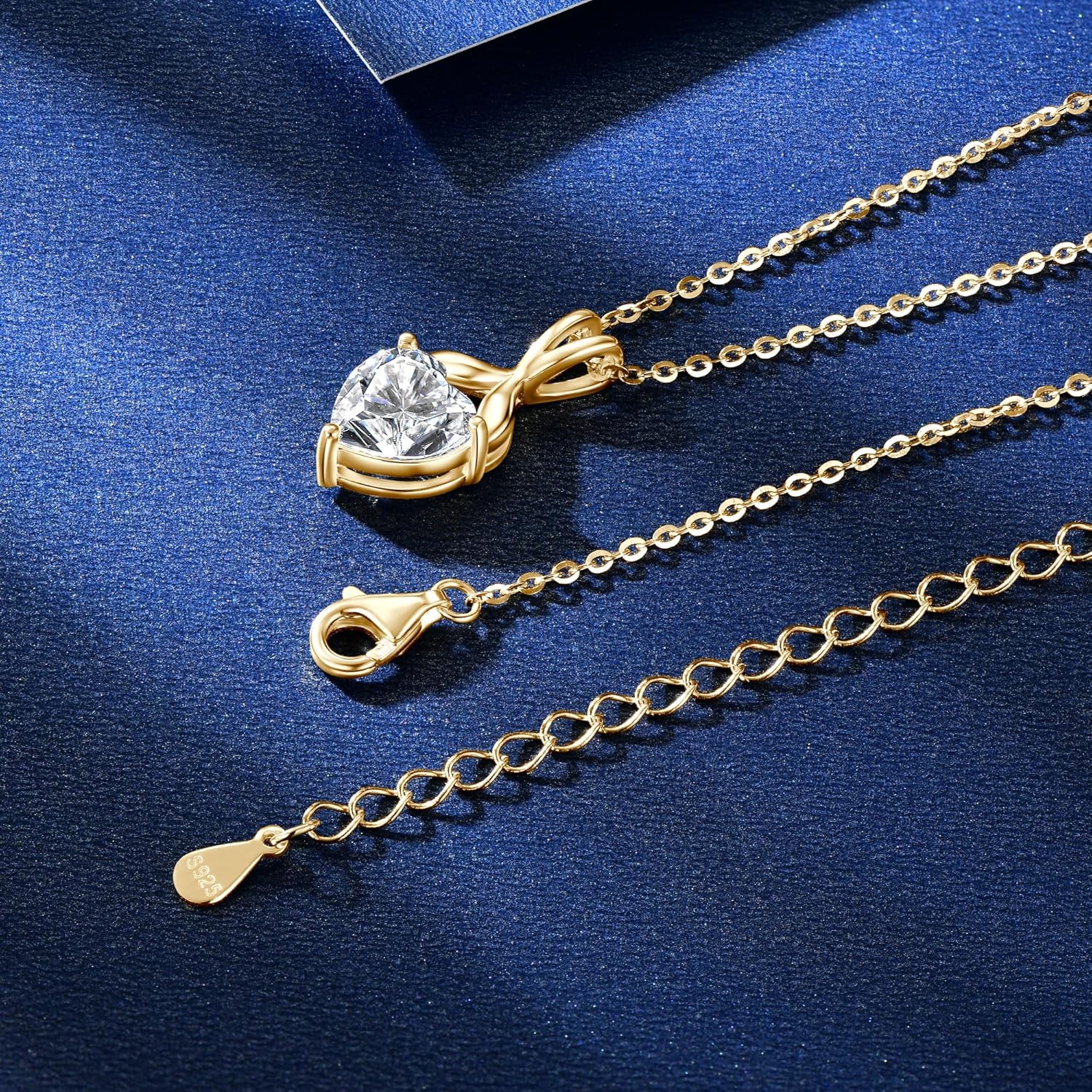 Moissanite Heart Pendant Necklace for Women, 14K Gold Plated 925 Sterling Silver, Imitation Diamond Dainty Jewelry Gift for Her, Mom, Wife - Image 5