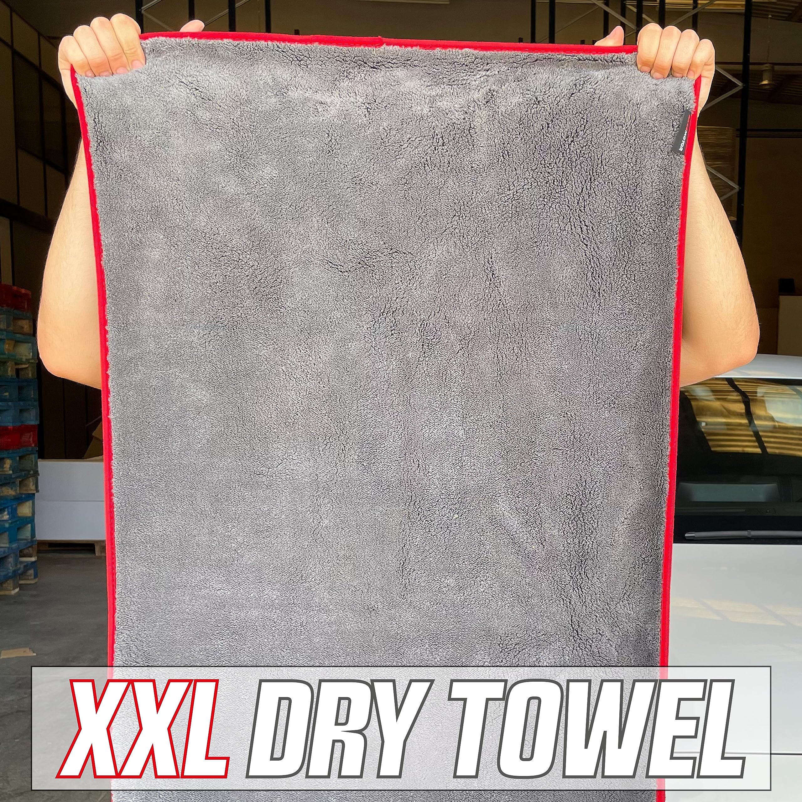 Bass Motor Serviette de Séchage pour Voiture et Moto | Qualité supérieure, 1200 GSM 90x60cm | Serviette de Nettoyage Ultra absorbante | Chiffon en Microfibre pour séchage de Voiture | Dry Towel XXL