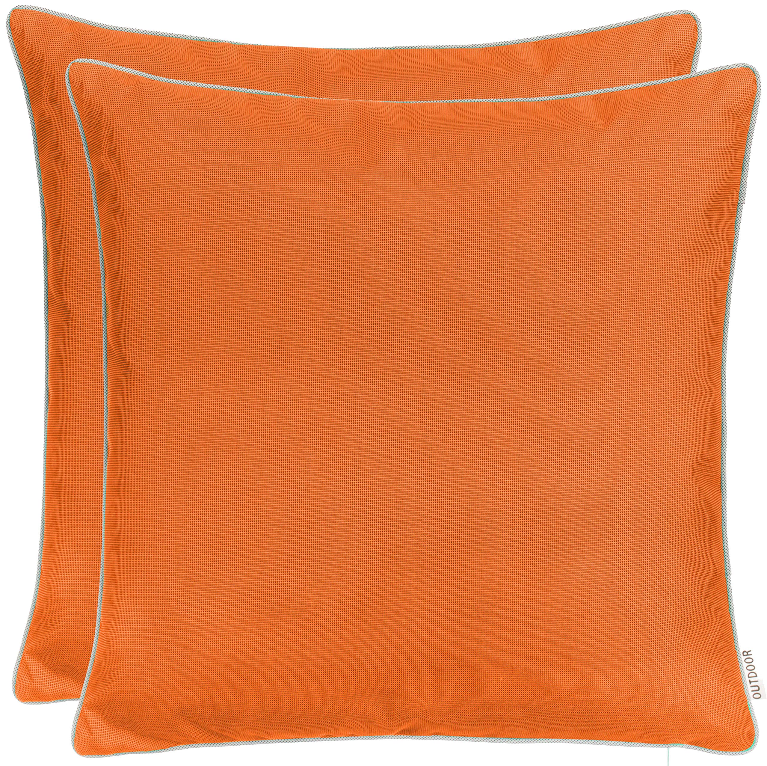 Brandsseller Set de 2 Cojines de Exterior 45x45 cm – Cojines Decorativos Impermeables con Ribete – Resistentes a la Intemperie para Jardín, Sofá, Balcón y Terraza – Naranja