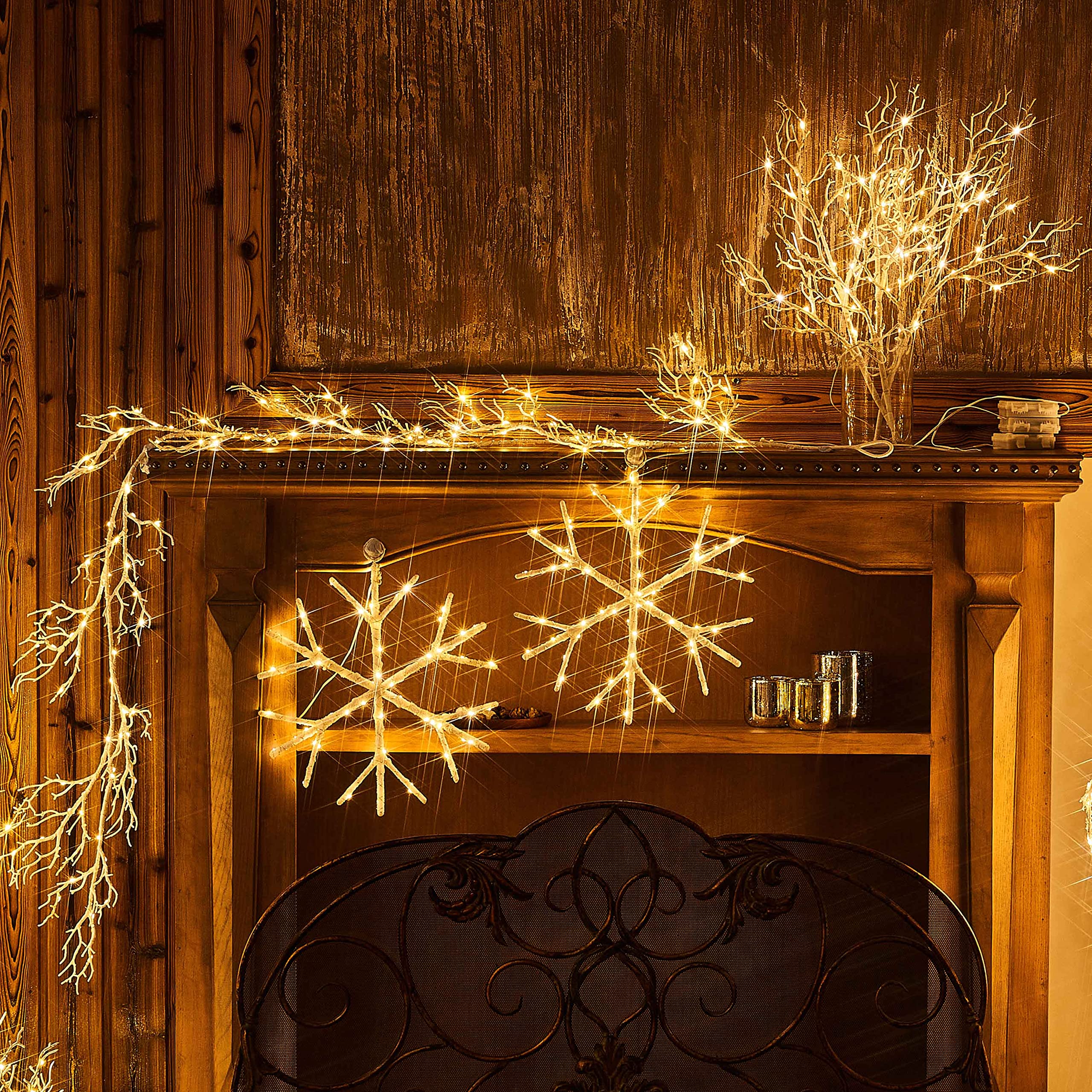 Hairui Lighted White Branches Battery Operated with Timer 75 LED Fairy Lights 21IN, Twig Lights for Home Halloween Christmas Decoration Indoor Outdoor