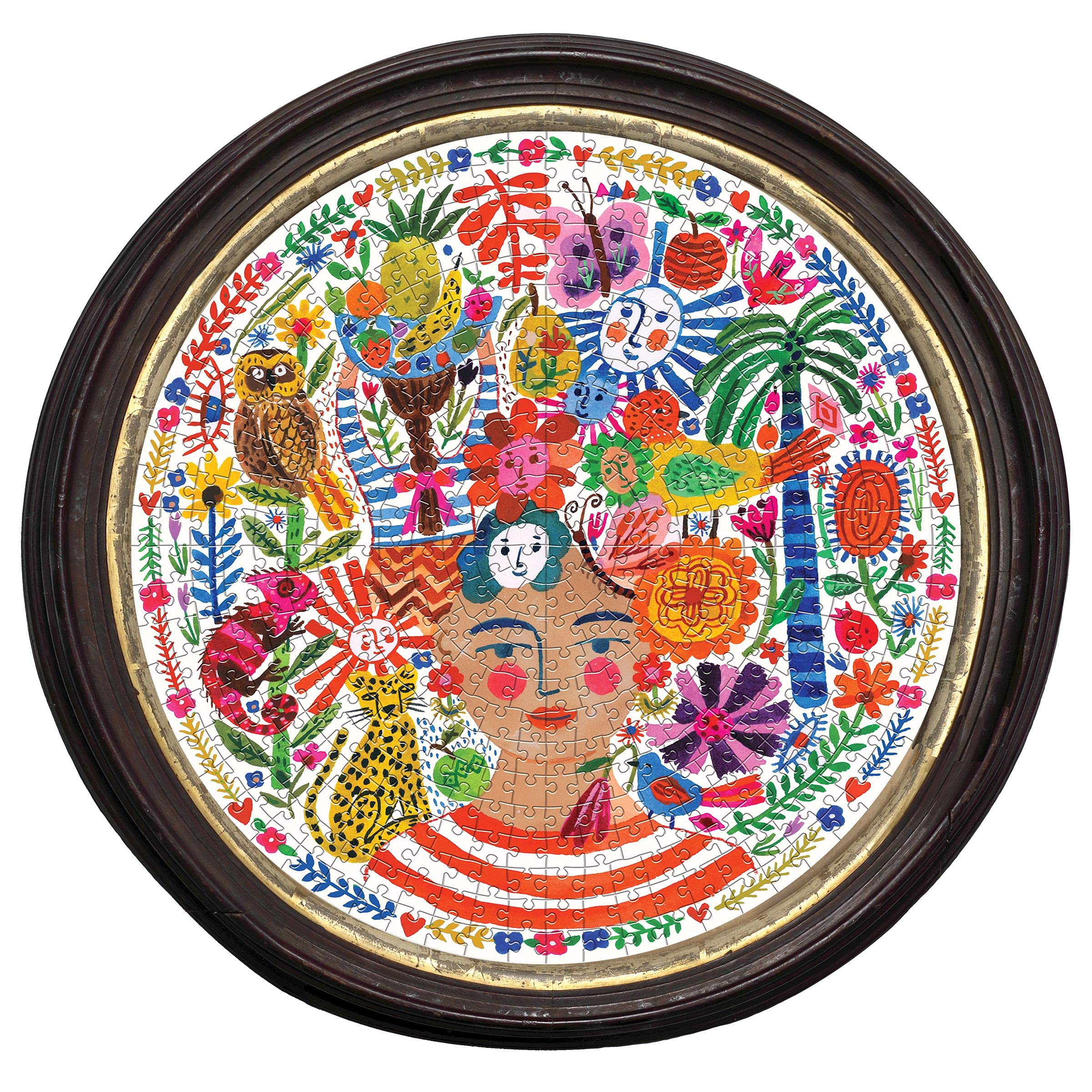 eeBoo- Positivity pensée Positive 500 Carton recyclé avec des pièces Brillantes-Puzzle Rond 58.5 cm de diamètre – PZFPOS, Multicouleur