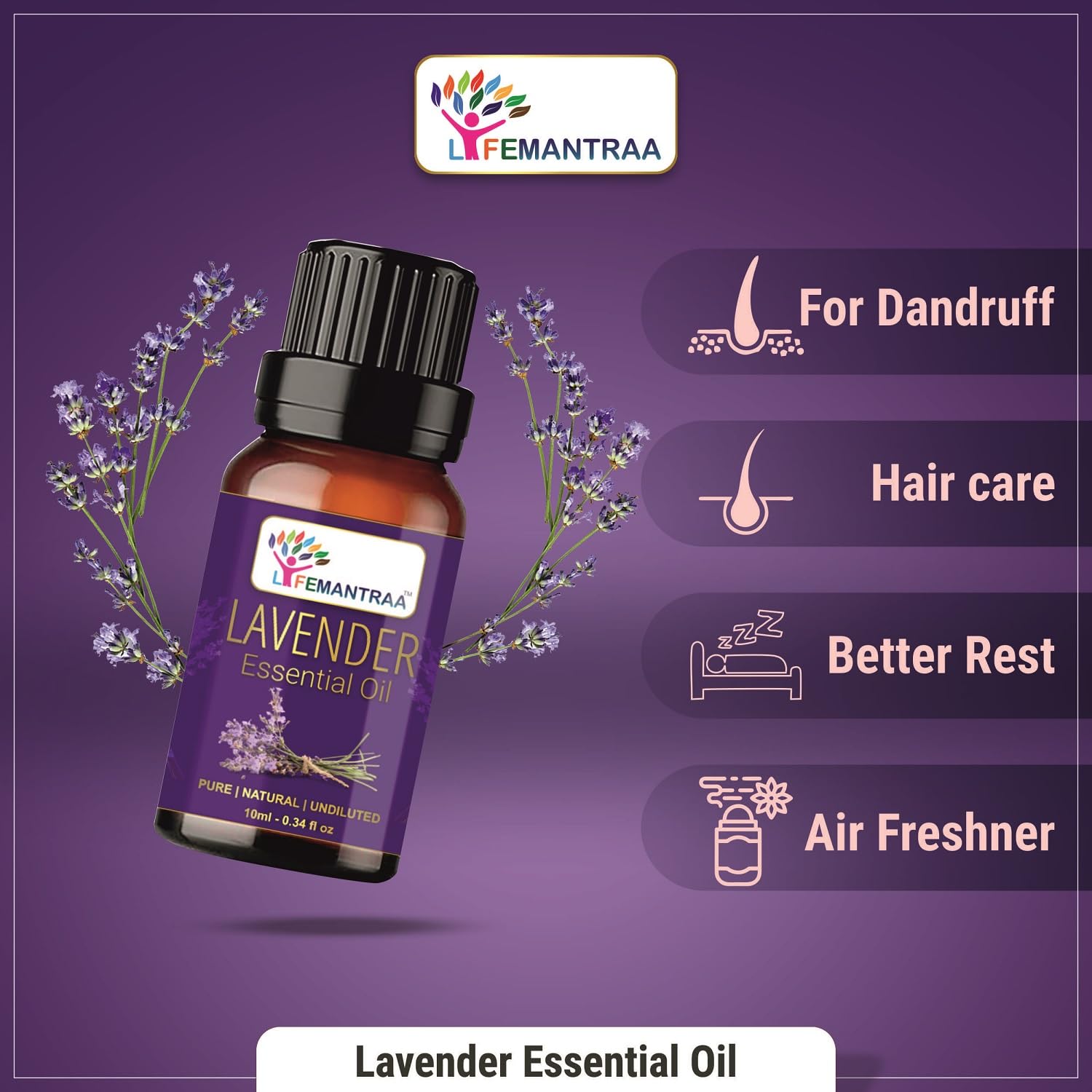 Lifemantraa Pure Lavender, Rosemary, Tea Tree, Jasmine and Rose Essential Oil for Home Fragrance Diffuser, Essential Oils Set for Room Air Freshener Aroma Oil Diffusers, Soap Making, Candle Making 10ml Each (50ml)