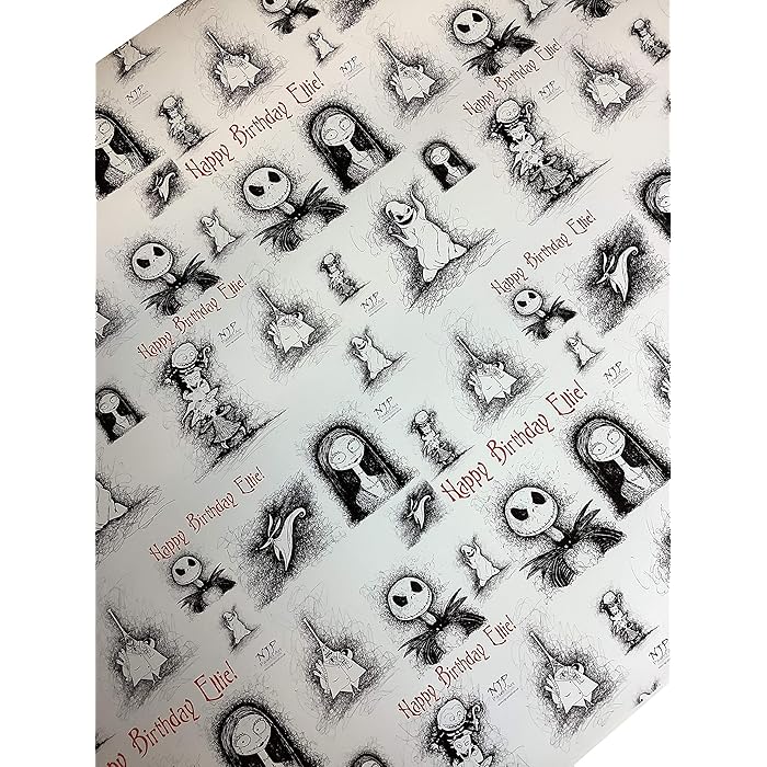 Buy Personalised Nightmare Before Christmas Wrapping Paper Gift Wrap with Tags and ribbon from