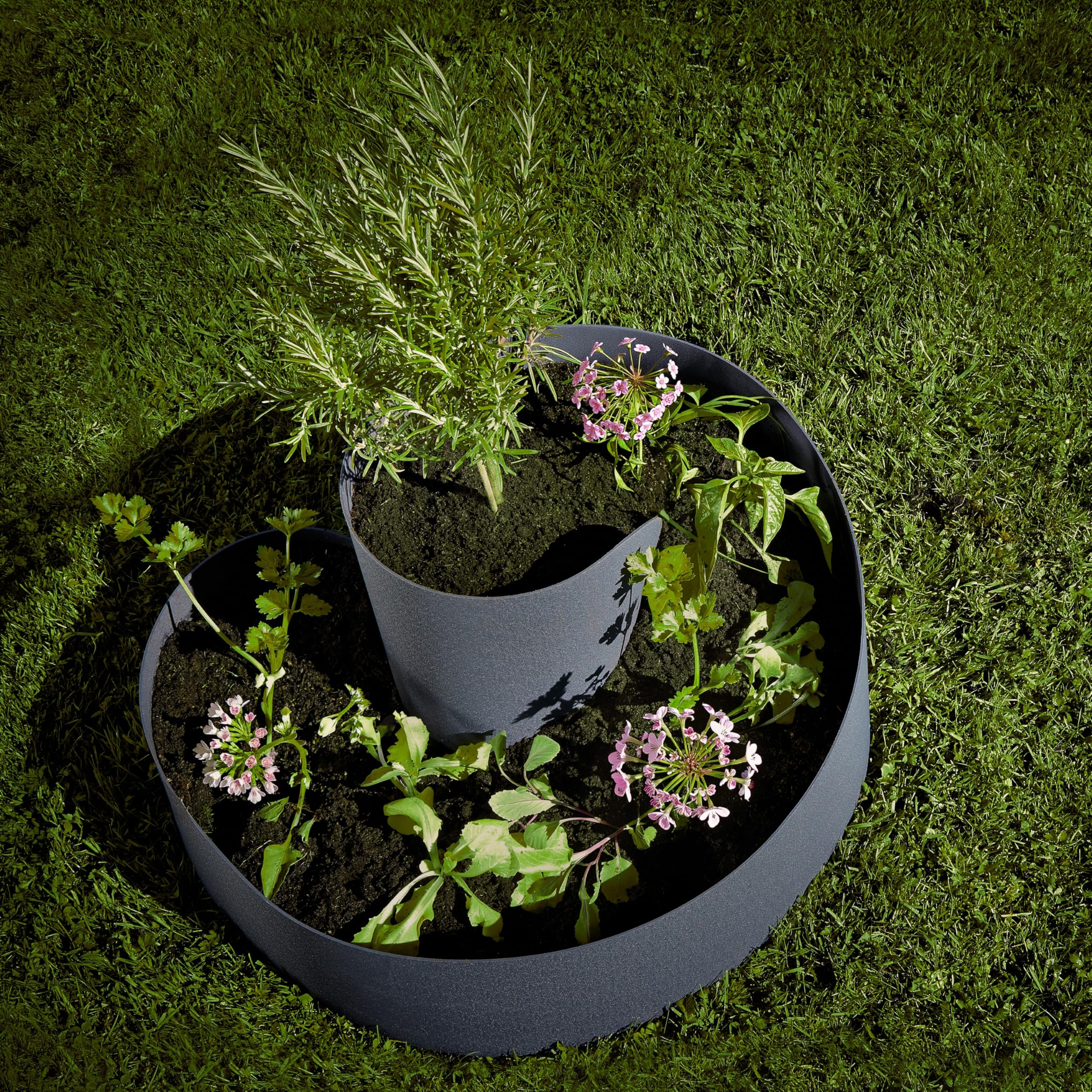 Koll Living Kräuterspirale/Blumenspirale | 110 Liter, 35 x Ø55 cm | aus Kunststoff, Anthrazit | langlebig, witterungsbeständig, UV-resistent, formstabil