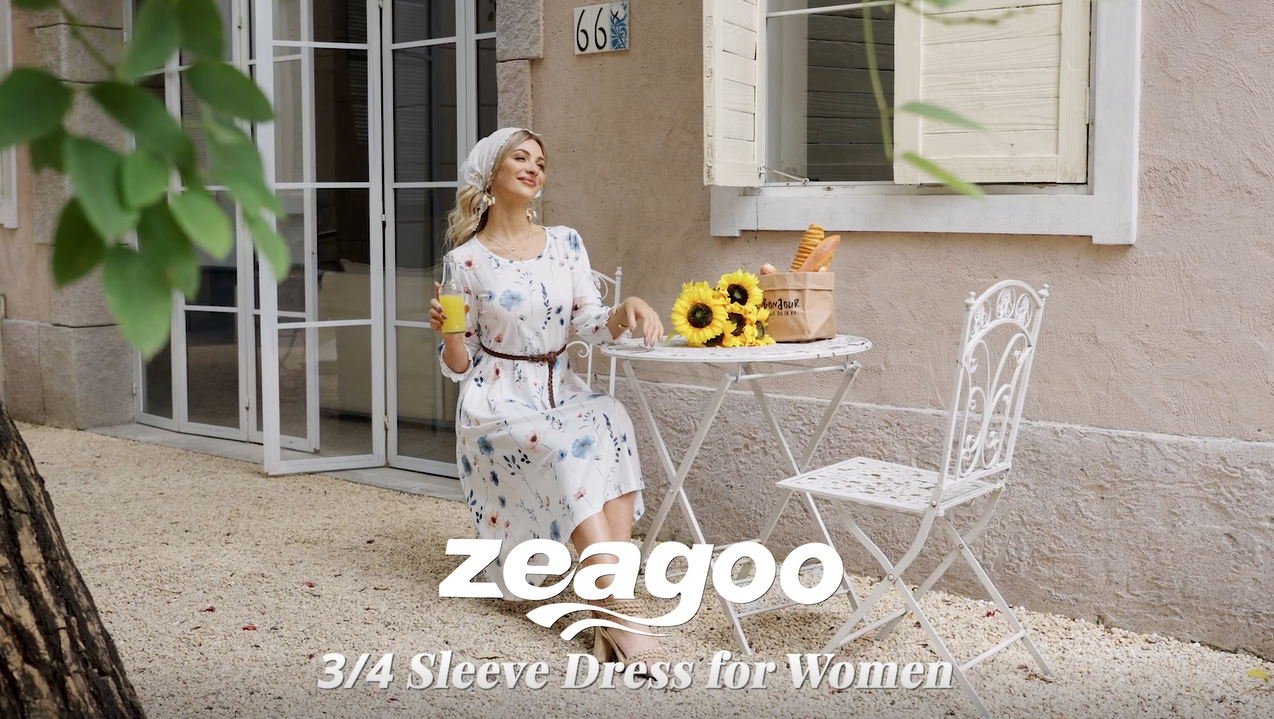 Zeagoo Black Dresses for Women 2026 Summer 3/4 Sleeve Dress with