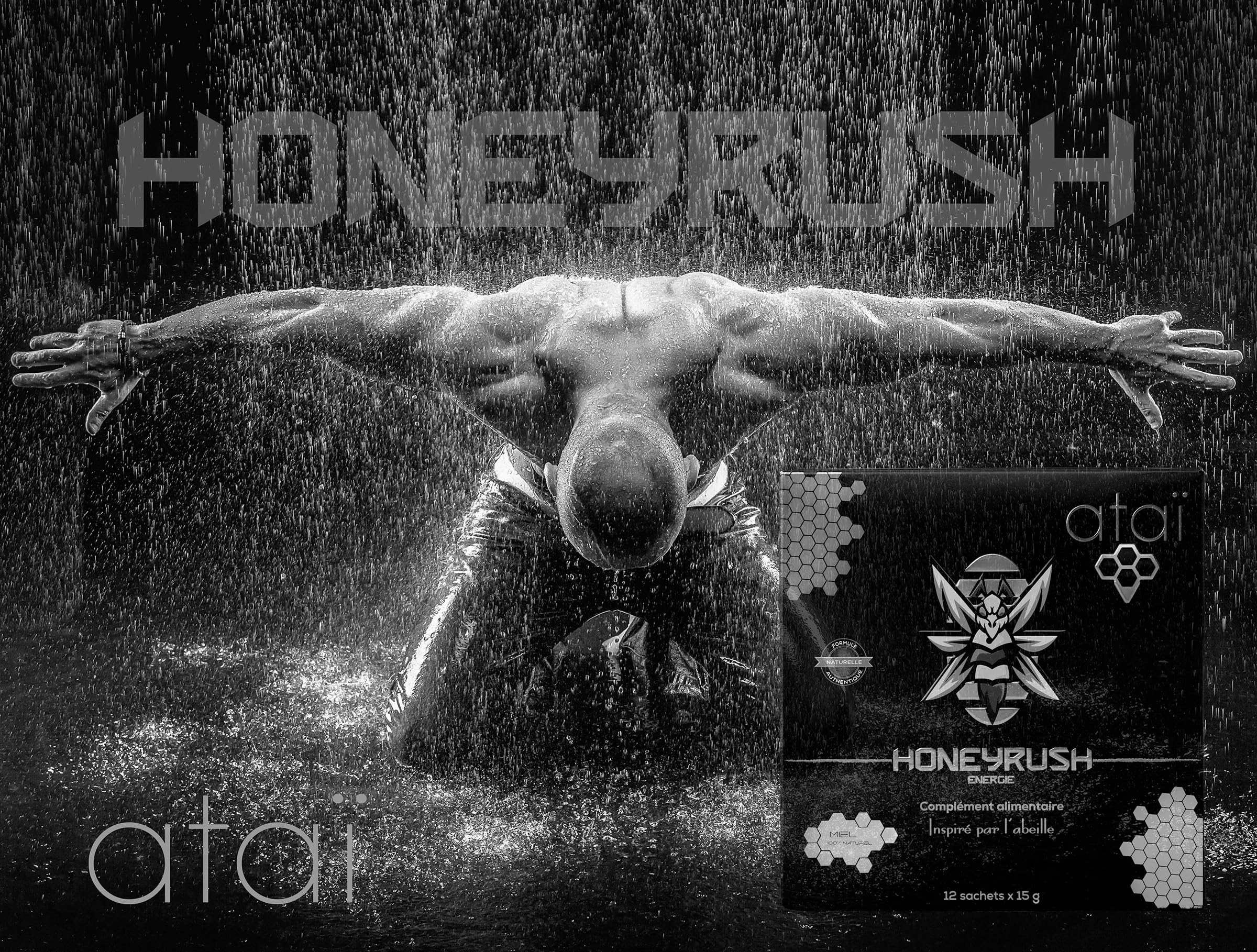 TONUS HOMME HONEY RUSH Miel, gélée royale, Guarana, Maca, Zinc, Vitamines B6,B12,C 12 Sachets 15 g