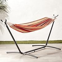 Vista 6 de Yaxa Basics Hamaca doble resistente para 2 personas con soporte de acero de 9 pies que ahorra espacio y funda de transporte al aire libre