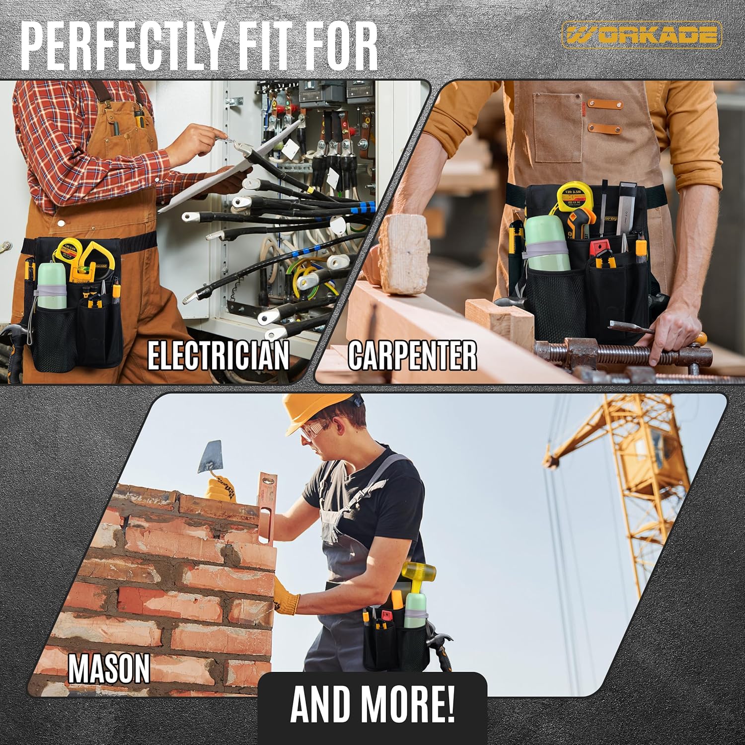 Magnetic Tool Belt | 6-Pocket Single Side Work Apron with Mesh Bottle Holder | Durable Cordura D600 Construction for Carpenters & Builders | Adjustable Utility Pouch for a Custom Fit