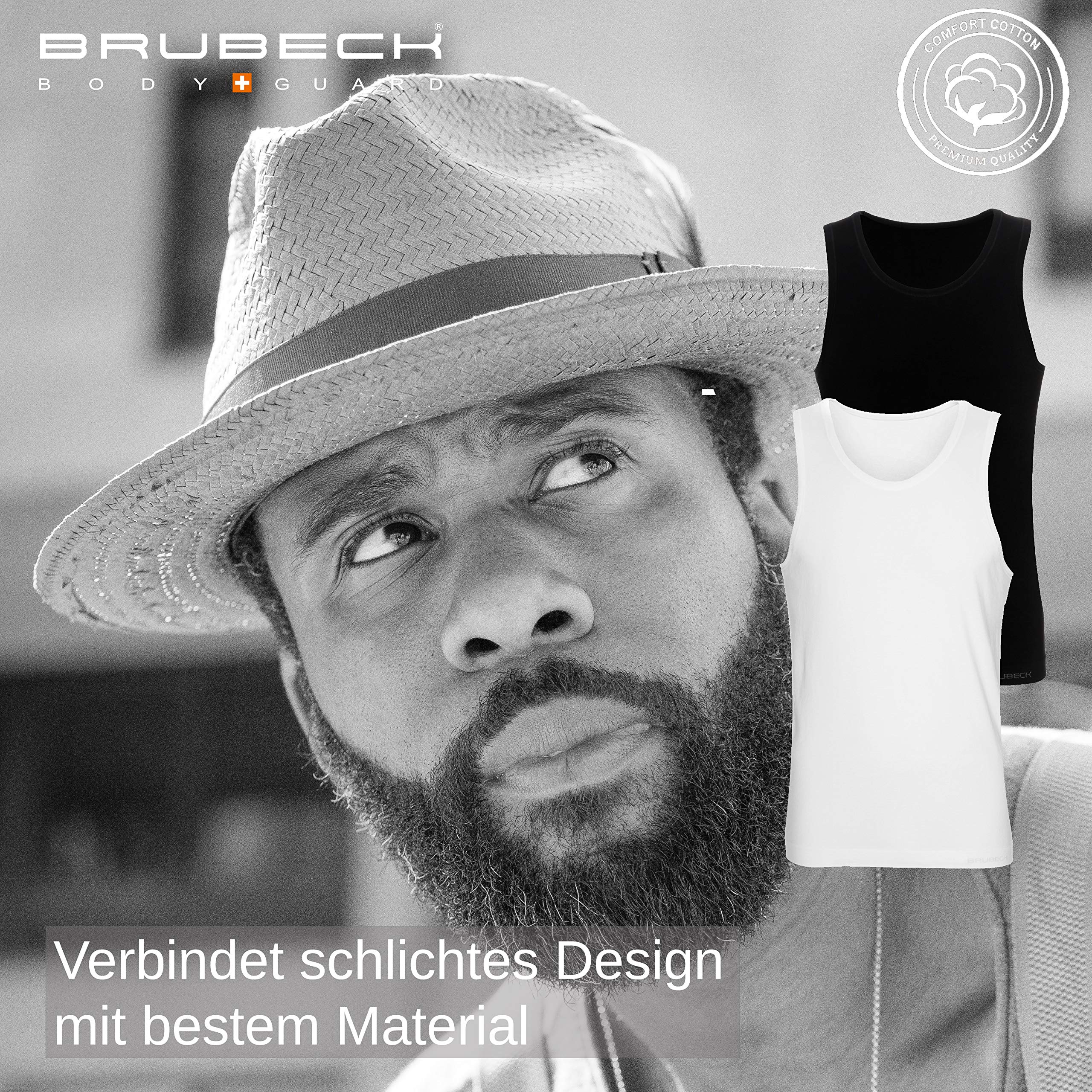 BRUBECK Męski podkoszulek | koszulka bez rękawów | oddychająca koszulka bez rękawów | top pod pachami | bezszwowa koszulka bez rękawów | tank top męski | 55% bawełna | TA00540A