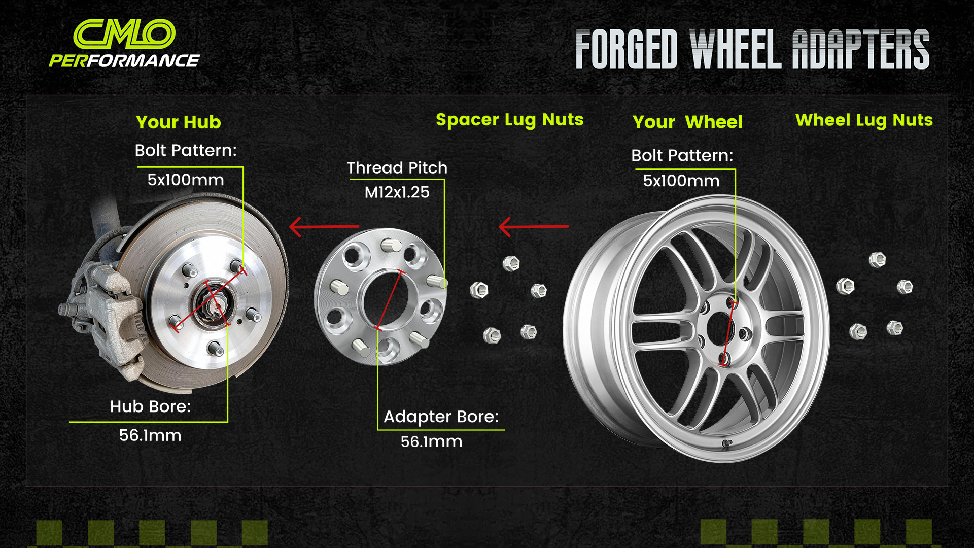 Amazon.com: CMO 20mm 5x100 Wheel Spacers 56.1mm M12x1.25 Studs
