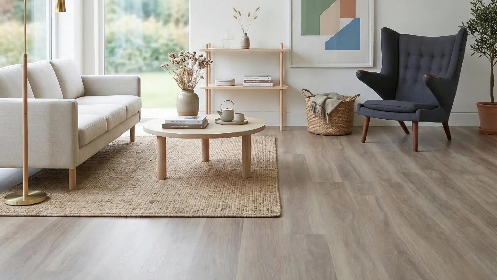 Image of Allure Wide Plank Luxury Vinyl Flooring, Almond Honey Aspen 9 inch x 60 inch x 8mm Thick Vinyl Planks with Click and Lock Installation, 1 Box 21.45 sqft