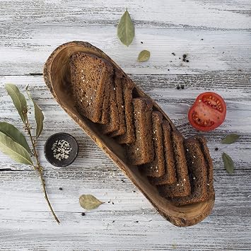 Forest Decor Olive Wood Decorative Bowls - 12 Natural Wood Hand Carved Bread Bowl - Handmade Rustic Kitchen Decor for Serving Salad, Snack - Wooden Farmhouse Fruit Bowl - Dining Wooden Dough Bowls