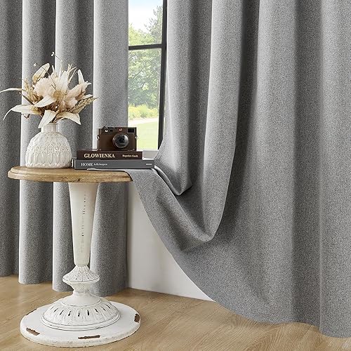 Miniatura 66 de ChrisDowa Cortinas 100% opacas de abedul liso de 96 pulgadas de largo, 2 paneles para dormitorio, sala de estar, oscurecimiento de la habitación de