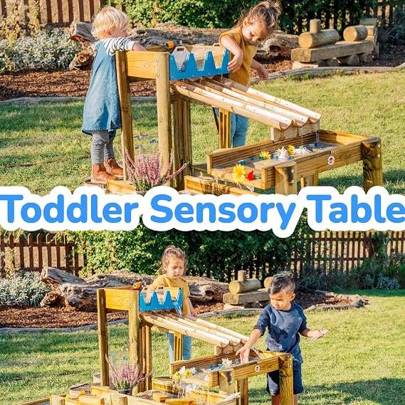Plum Discovery Wooden Water Run Table for Kids, Toddler Toys, Sensory Activity Table, Outdoor Playset, Painting Easel, Storage Box, Easy to Clean, Durable, Weatherproof, Gift for Ages 3+ Yrs