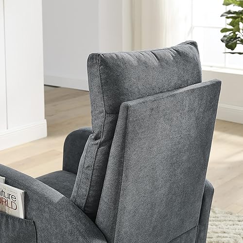 Miniatura 10 de 27.6 pulgadas de ancho, moderno acento mecedor, tapizado para habitación del bebé con respaldo alto y reposabrazos, cómodo sillón con dos bolsillos