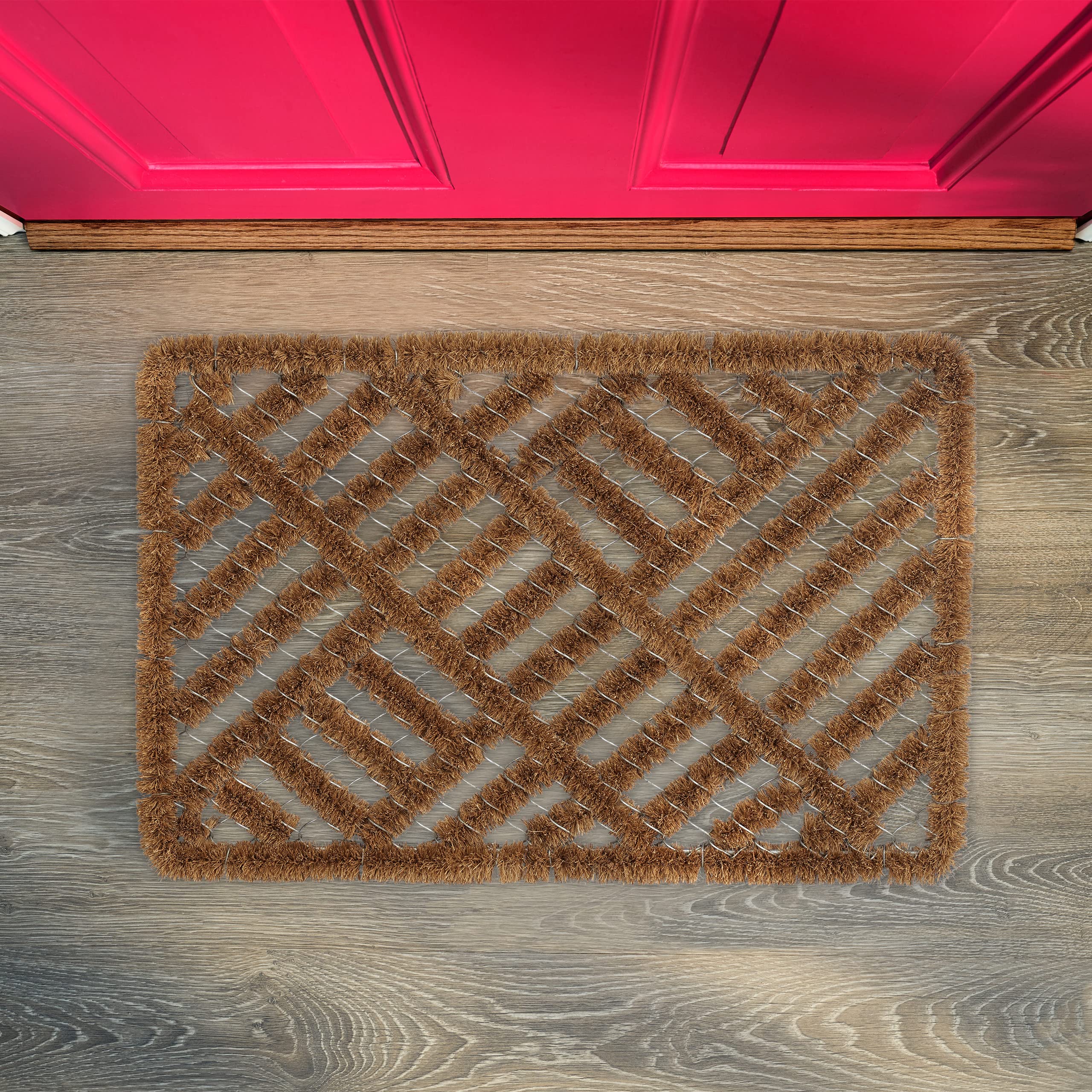 Relaxdays Zerbino In Fibra Di Cocco 60x40 Cm - Antiscivolo Con Design Elefanti - Resistente Alle Intemperie, Per Ingresso Esterno E Interno - Naturale E Nero