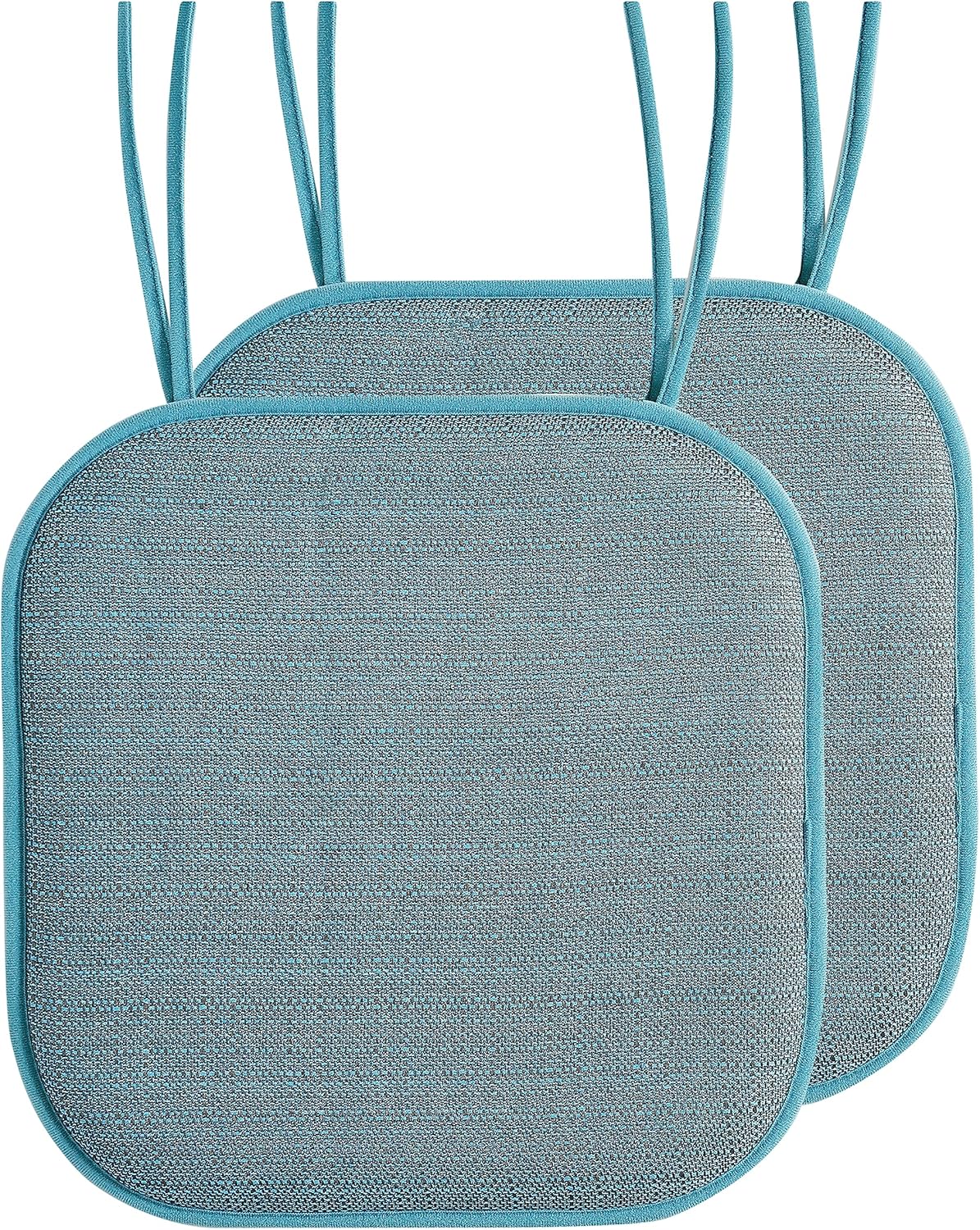 Elegant Comfort 2 Pack Chair Cushion Covers - Skid-Proof Rubber Backing - 16 x 16 Inch - Thick Dining Square Shape Seat Covers - Comfortable Textured Chair Pads with Ties - Mosaic Pattern, Aqua