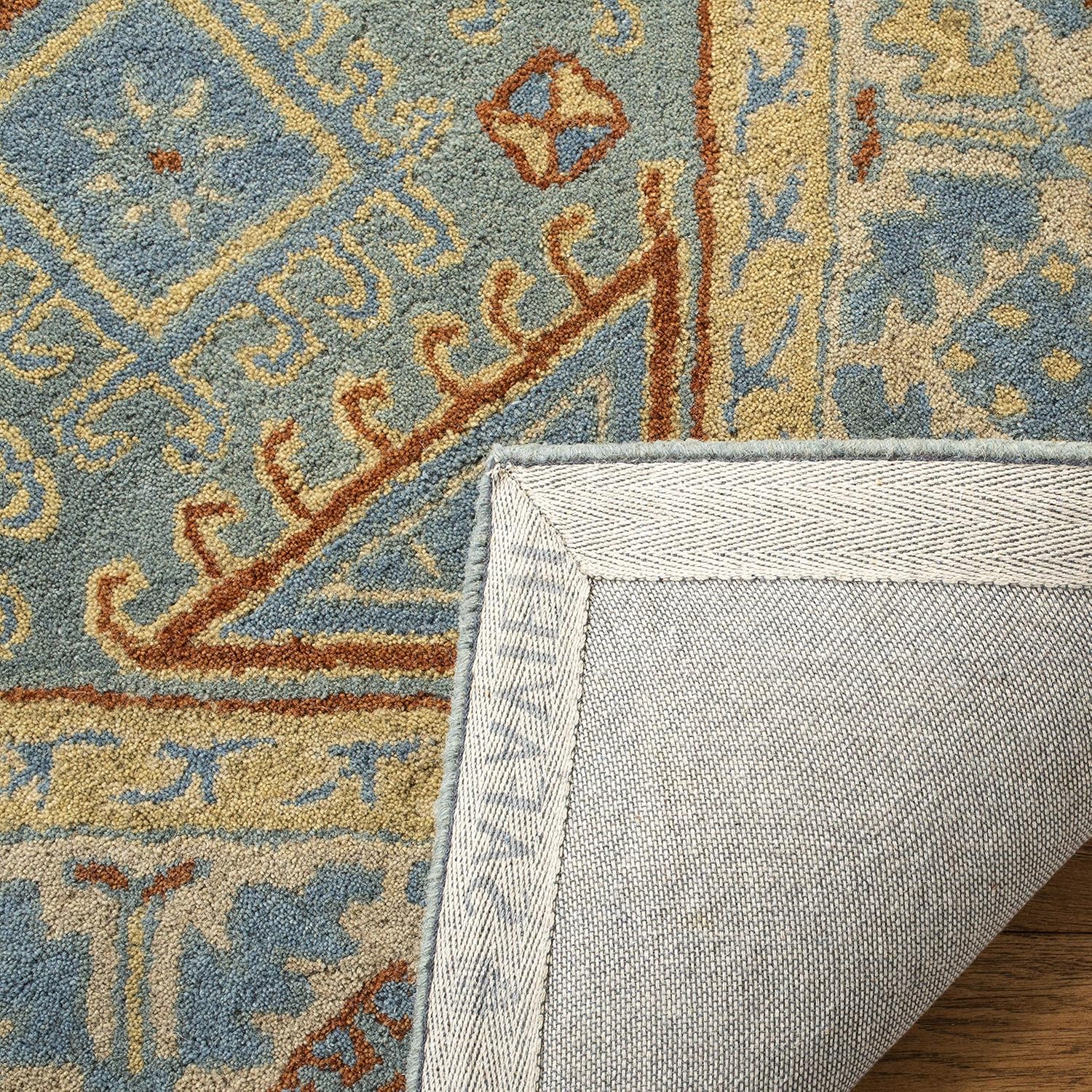 SAFAVIEH Heritage Collection Runner Rug - 2'3" x 8', Blue & Beige, Handmade Traditional Oriental Wool, Ideal for High Traffic Areas in Living Room, Bedroom (HG743M)