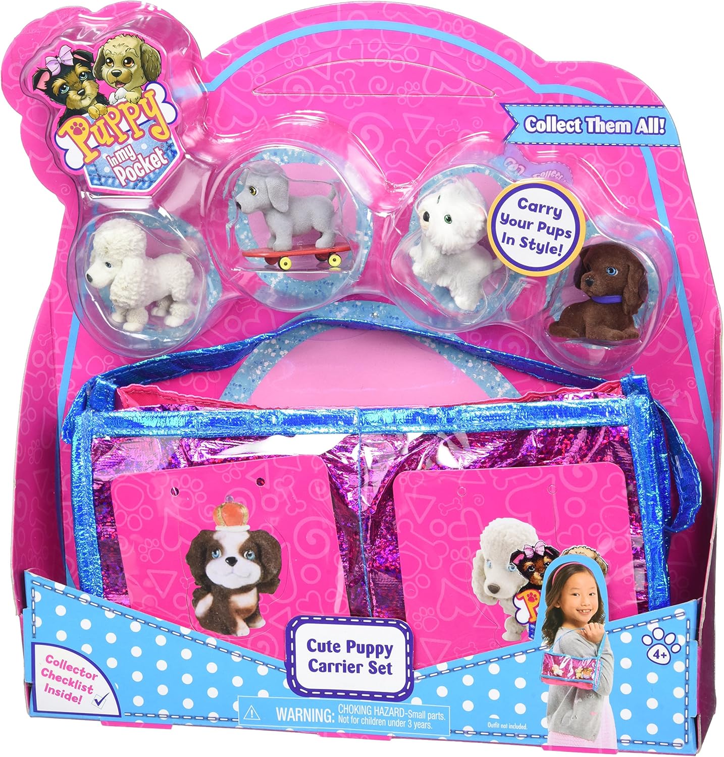 PUPPY IN MY POCKET Just Play 9 Cute Puppy Carrier Set