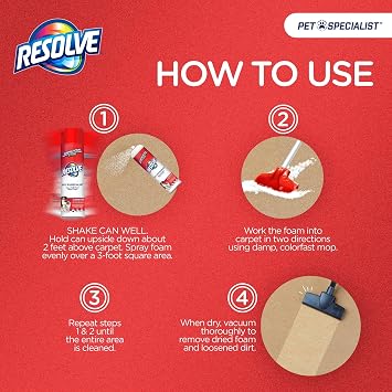 Resolve Pet Specialist Heavy Traffic Foam, Carpet Cleaner, Pet Stain and Odor Remover, 22oz
