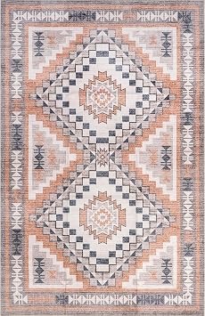 Nuloom SpinClean Leighton Beige/Ivory, 4' x 6', Tribal, Soft and Cozy,, High Traffic, Stain Resistant, Easy Clean, Durable, Machine Washable Area Rug for Bedroom, Living Room, Dining, Entryway
