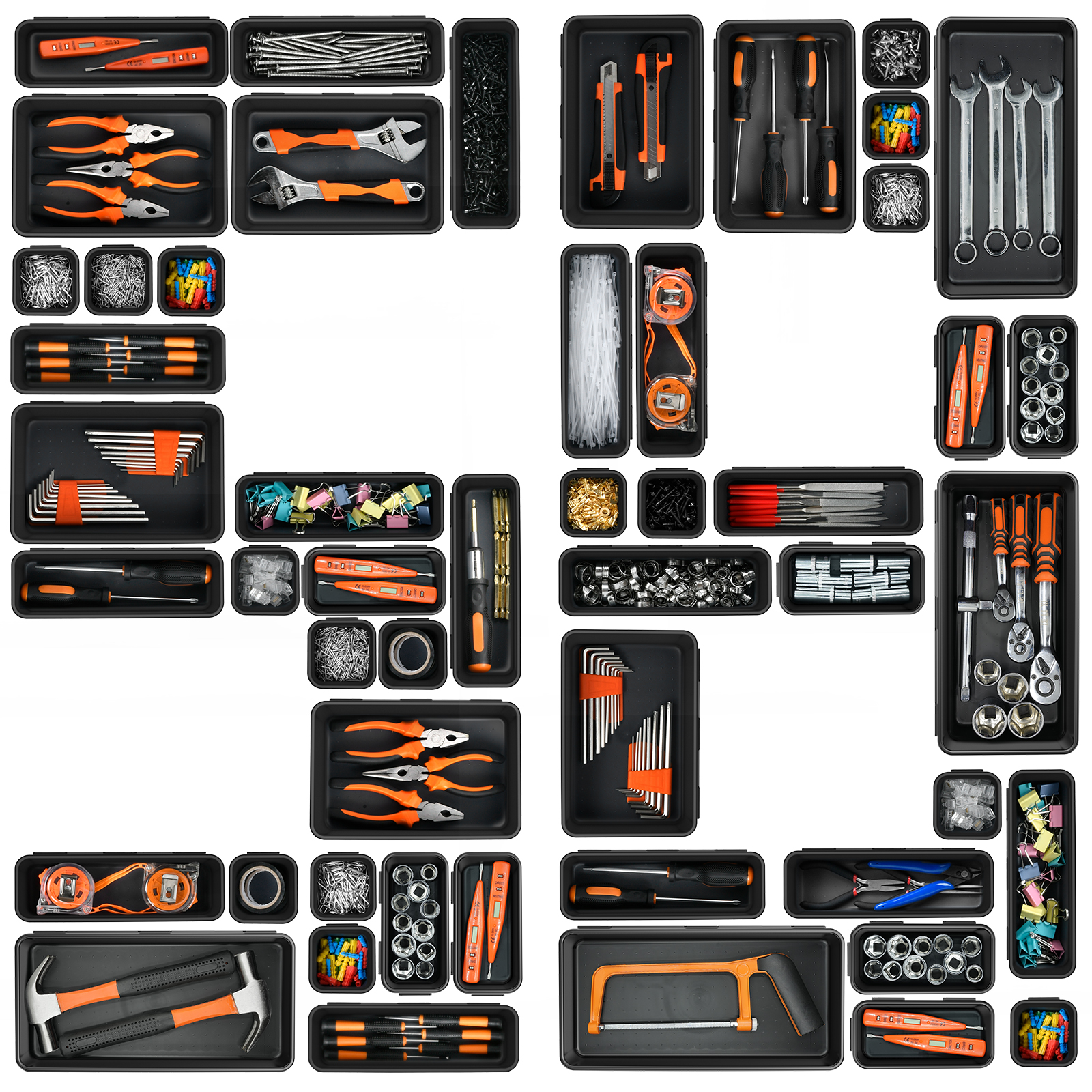 A-LUGEI【𝟱𝟴𝗣𝗰𝘀】【5 Size】 Tool Box Organizer Tray Divider
