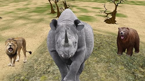 Últimas réguas brancas do rinoceronte da selva sobrevivência rampage jogo 3d: vida na selva do sobre