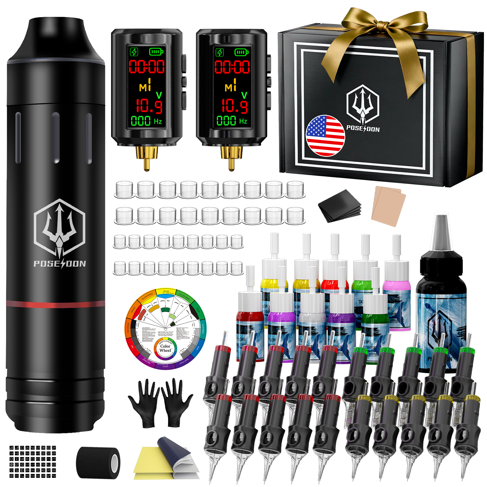Amazon.com: POSEIDON Wireless Tattoo Gun Kit 2 Batteries Set for