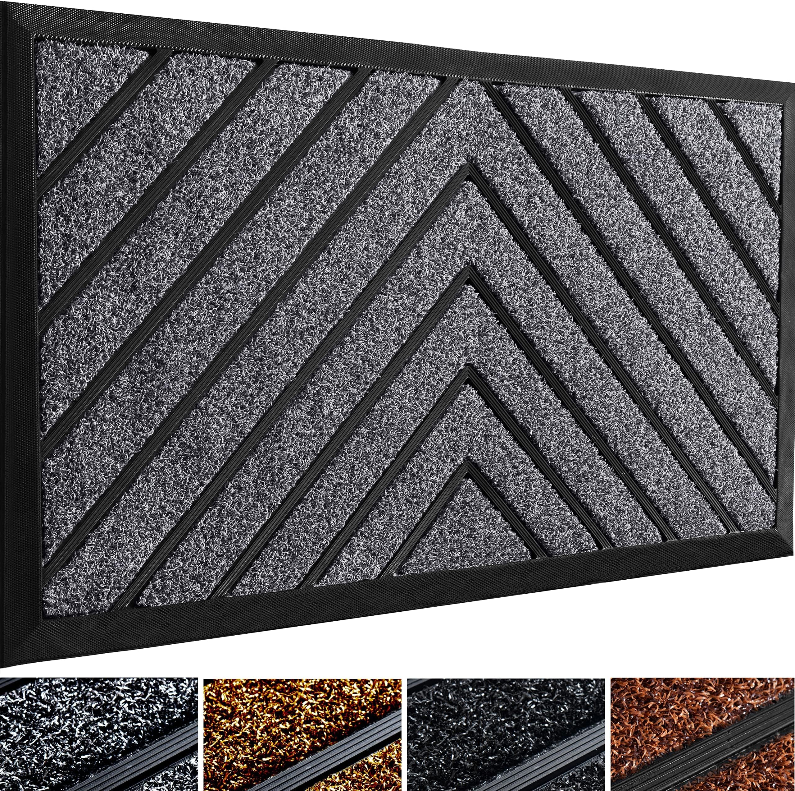 ubdyo Extra Durable Doormat - Efficient Dirt Trapping Door Mat - Ideal for Entryway - No-Slip, Washable Front Entrance Mat - 30'' x 17'' - Dark Grey