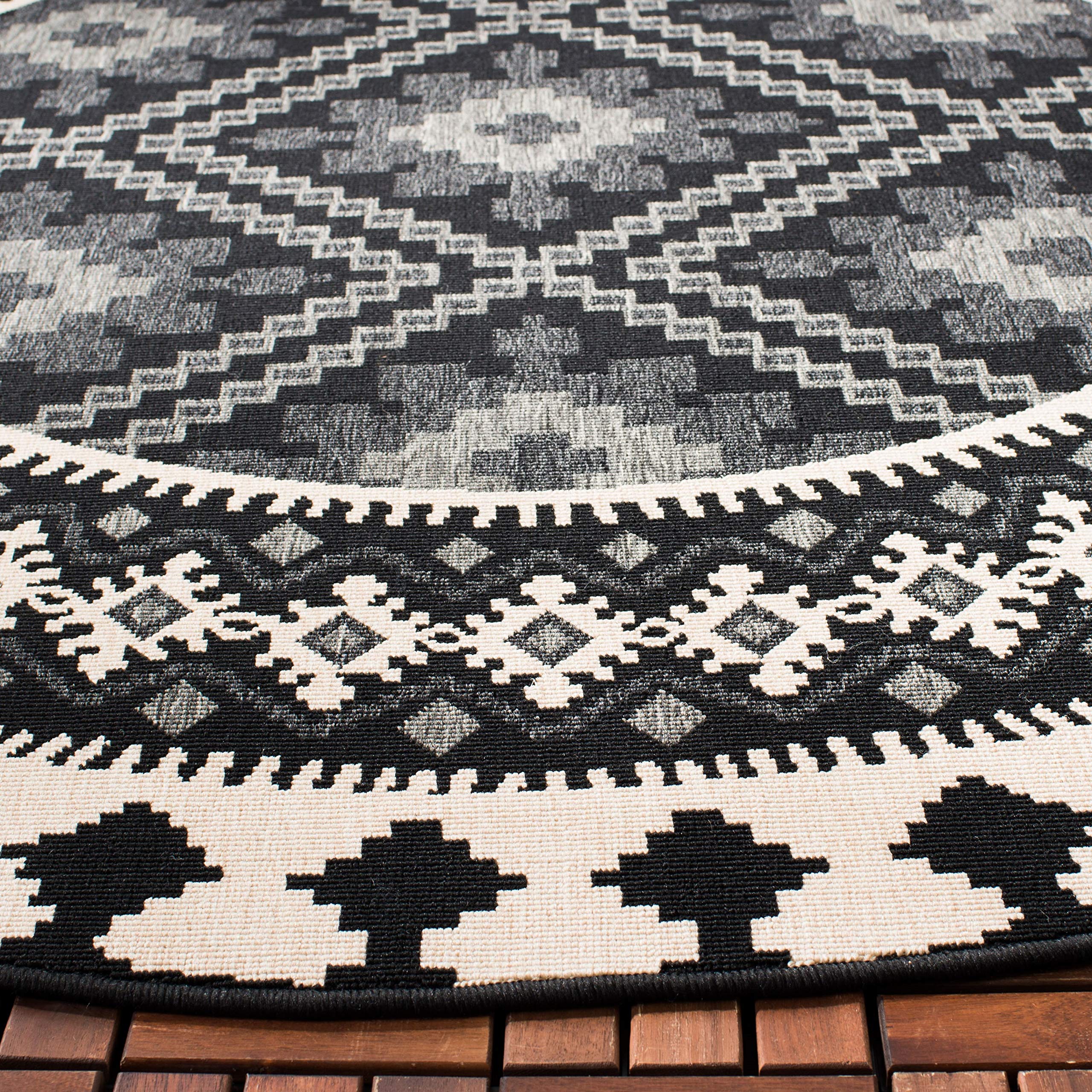 Tapis Safavieh Cabana 2.4m - Motif Médaillon Bleu/ivoire Intérieur/extérieur