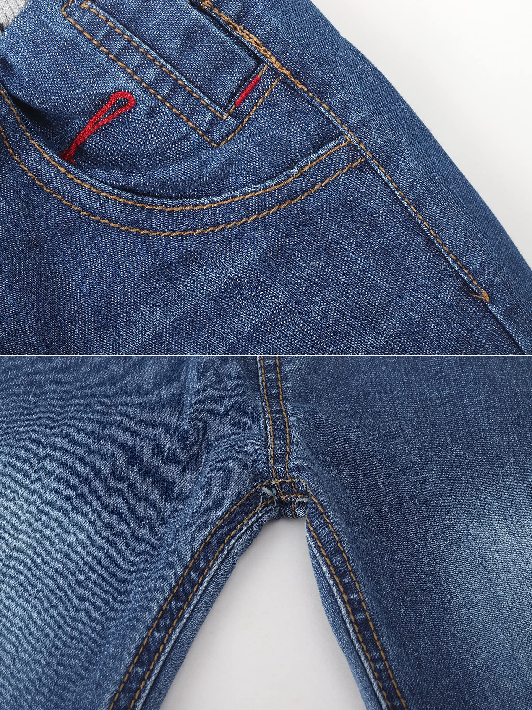 Bebè Bambine Bambini Ragazzi Ragazze Pantaloni di Cotone Denim Jeans vestibilità Regolare con Elastico in Vita in Maglia con Coulisse Taglia 92-128