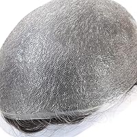 Vista 7 de Super Natural Mens Hair Piece 100% Cabello humano indetectable Mens Toupee Hair Systems Piel ultra fina V Looped Hair #1B40