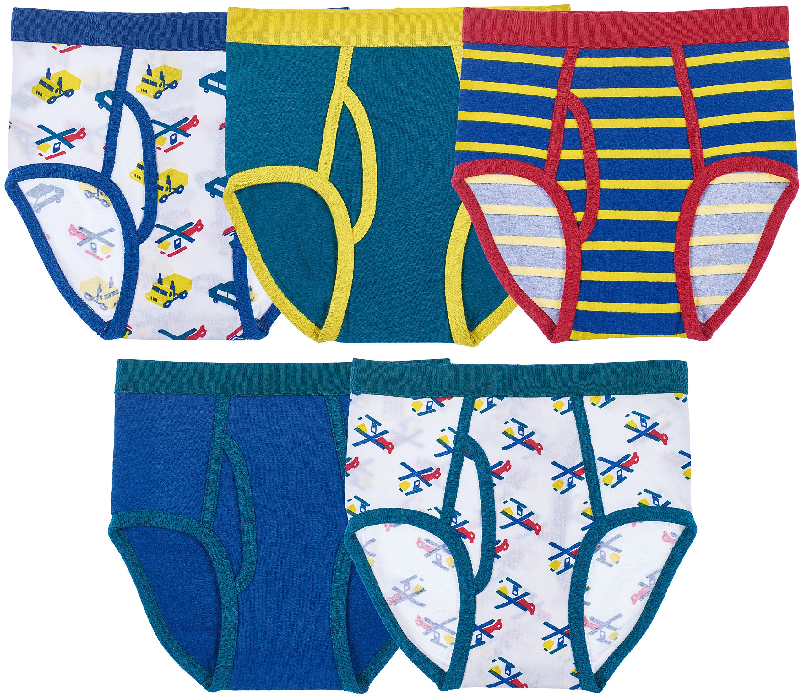 Trimfit Boys Cotton Spandex Tagless Colorful Briefs 5-Pack Kids Underwear
