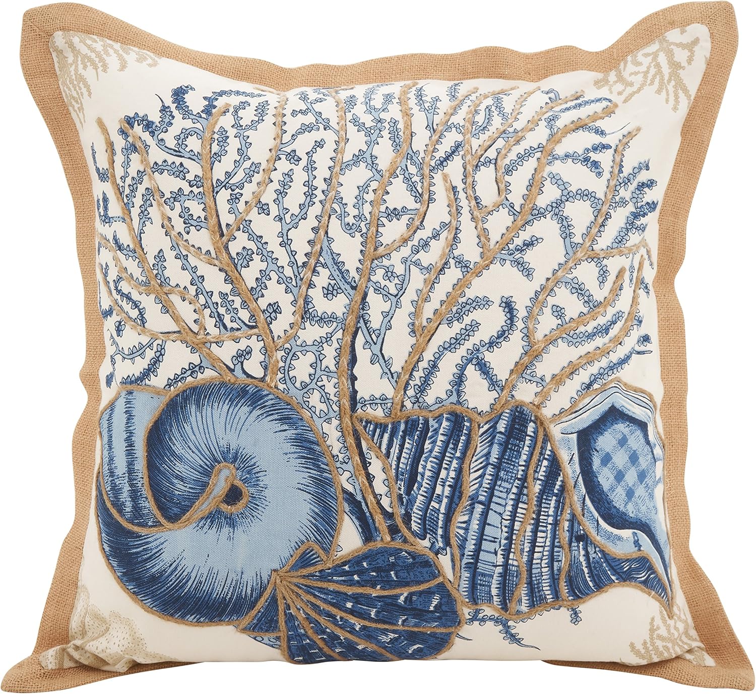 saro lifestyle neptunian collection cotton throw pillow, 20", seashells 5436 20", down