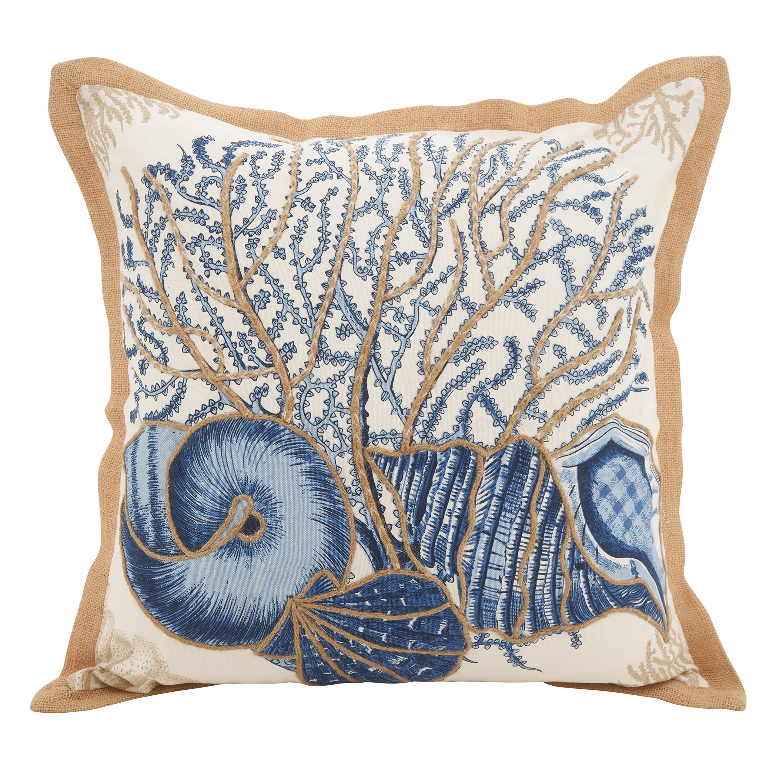 SARO LIFESTYLE Neptunian Collection Cotton Throw Pillow, 20", Seashells