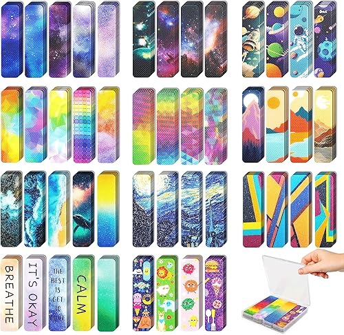 48 calcomanías sensoriales únicas para artículos de alivio de ansiedad, tiras sensoriales con caja de almacenamiento, 2 tiras sensoriales de