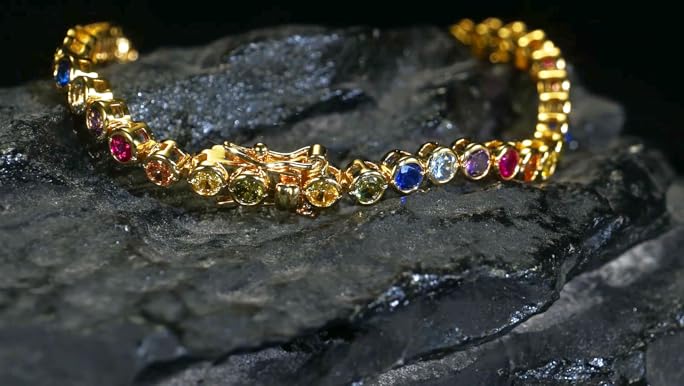 Amazon.com: Gemsme 3.0mm Colorful Tennis Link Bracelet, 18K