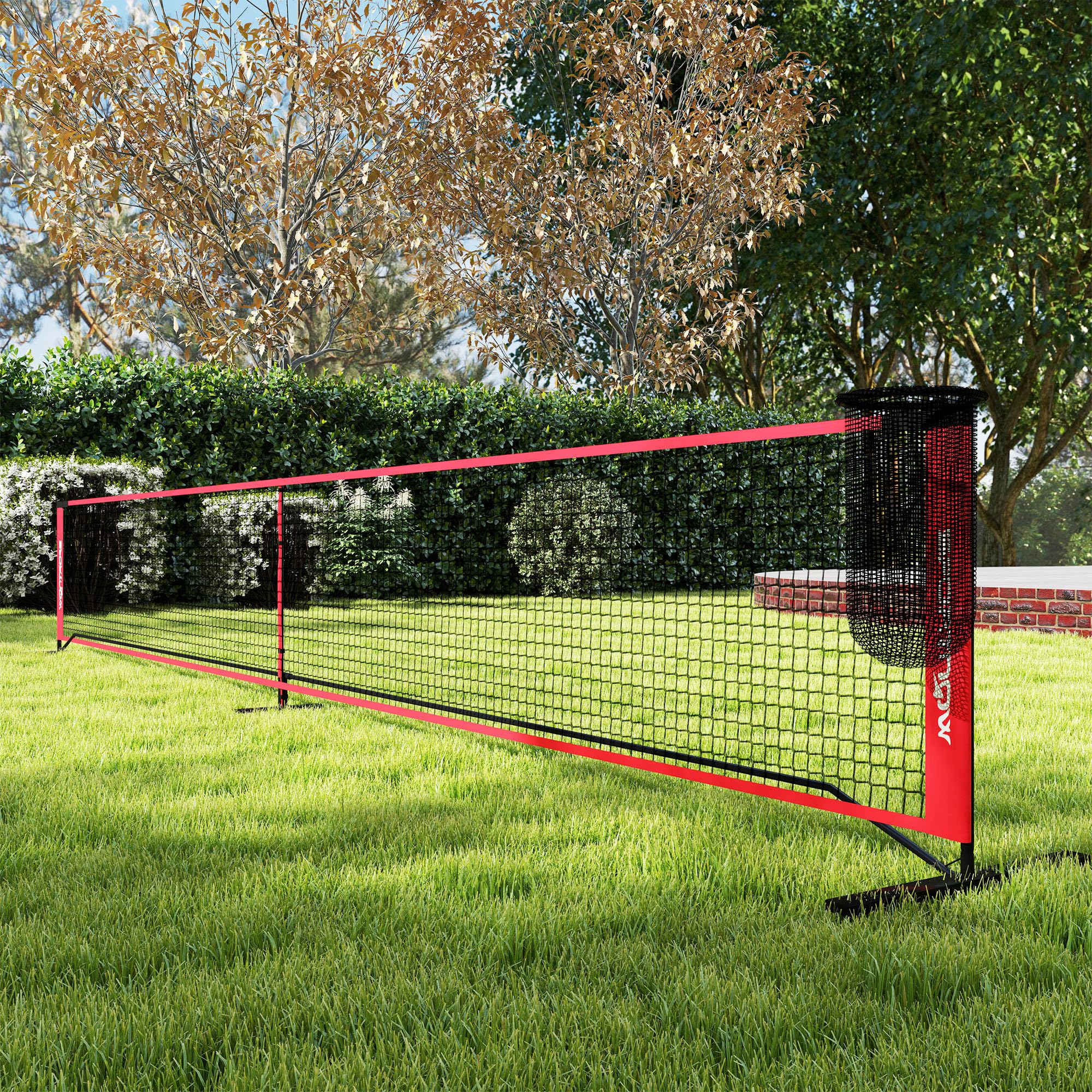SPORTNOW Pickleball-Netz tragbares Set, 6,7 m Pickleball-System mit Netz, Ballaufsammler, Vier Bälle, Spielfeldmarkierungs-Set und Tragetasche für Auffahrt Outdoor