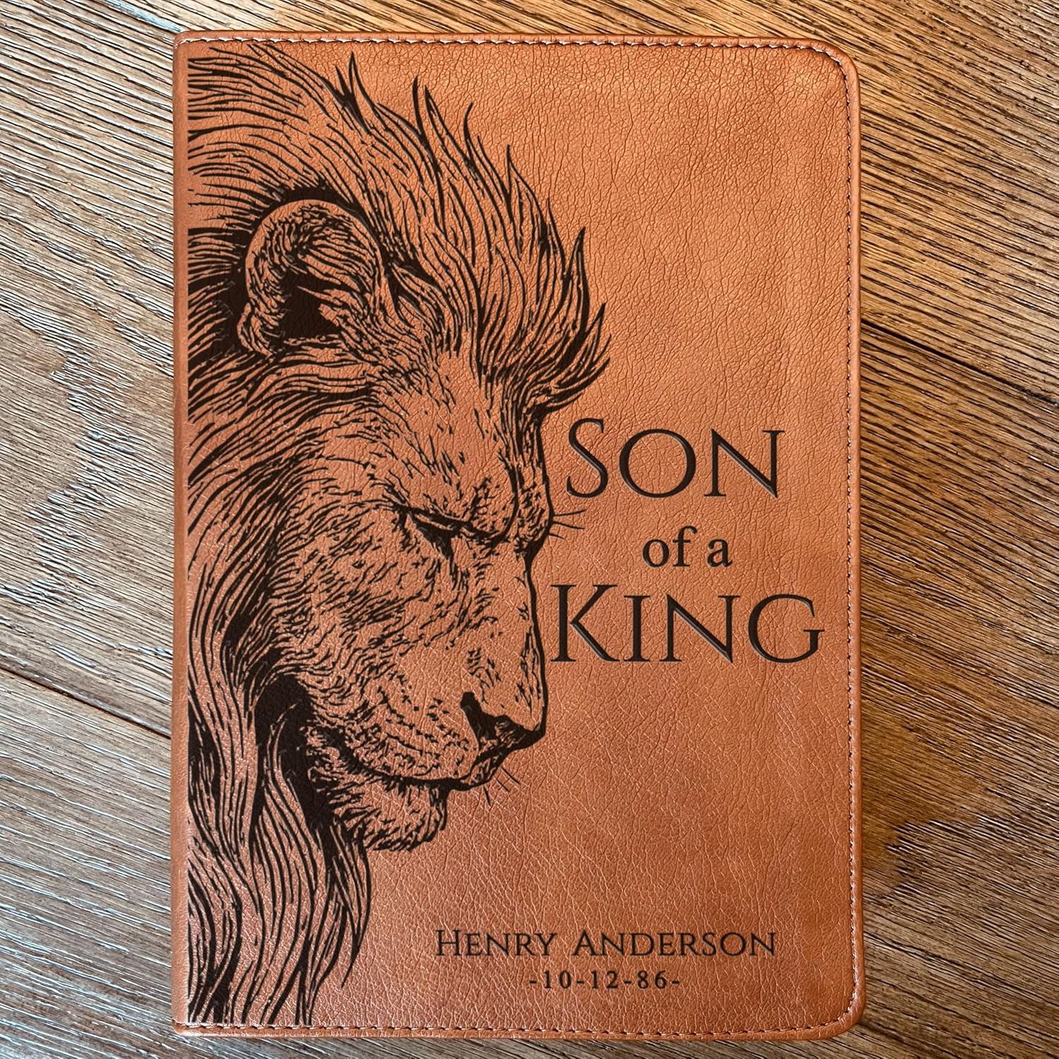 Personalized ESV RVR Bilingual Bible, Son of a King Lion Design, Custom Engraved Name, Christian Gift, Baptism Gift, Bible Gift for Him