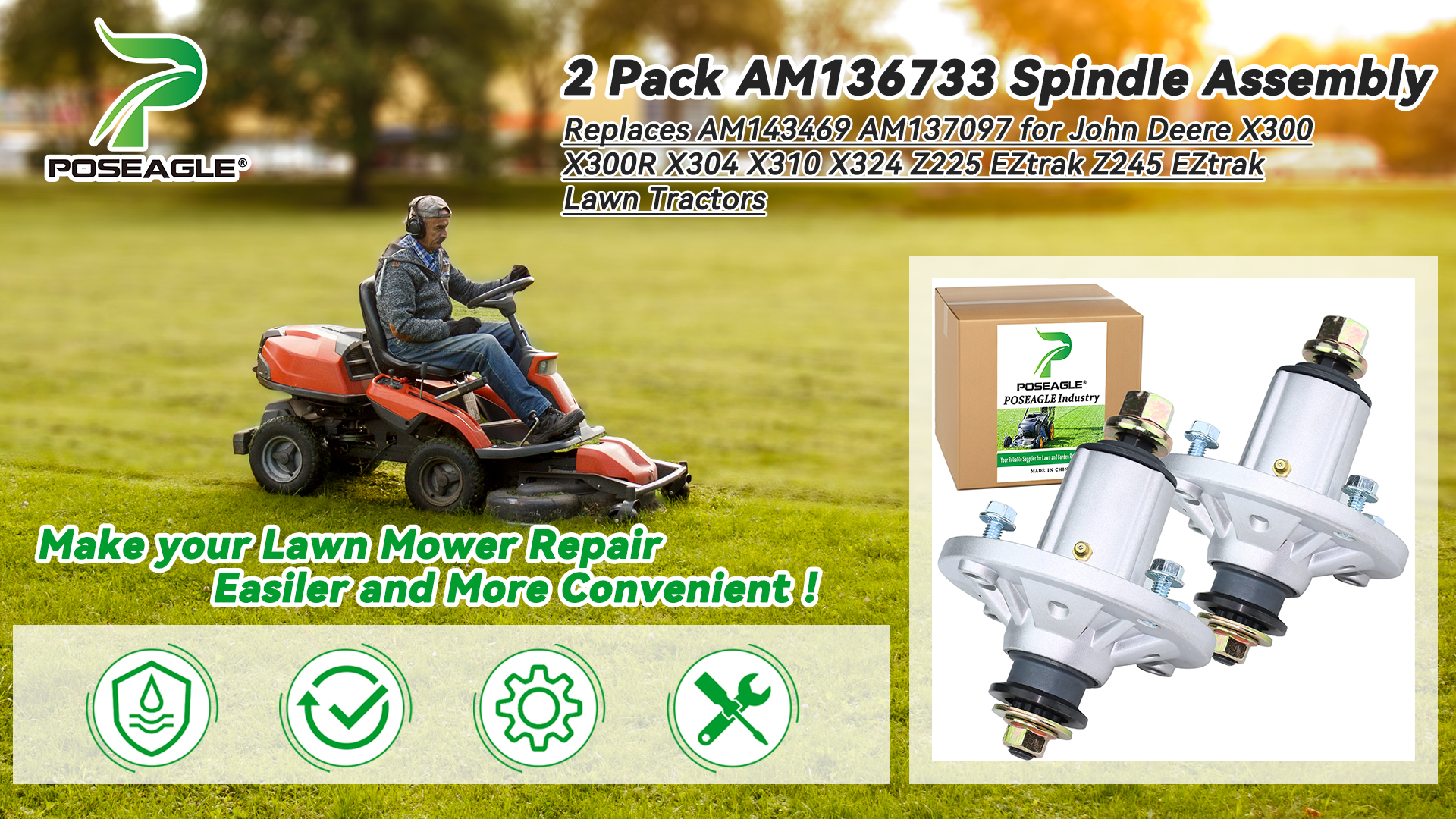 Amazon.com : POSEAGLE 2 Pack AM136733 Spindle Assembly for John