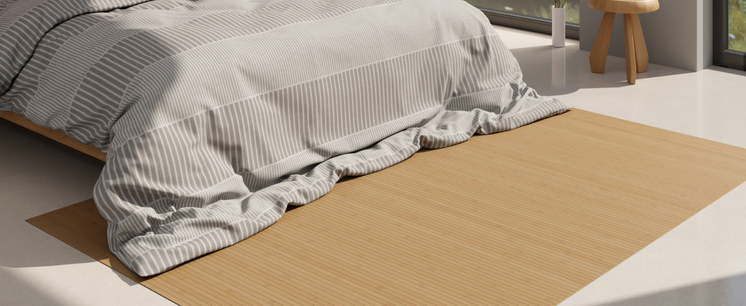 Amazon.de: DE-COmmerce Bambusteppich Massive Pure, 200x300 cm, 17mm  gehrtete Stege, massiver Teppich ohne Bordre, Bambusmatte