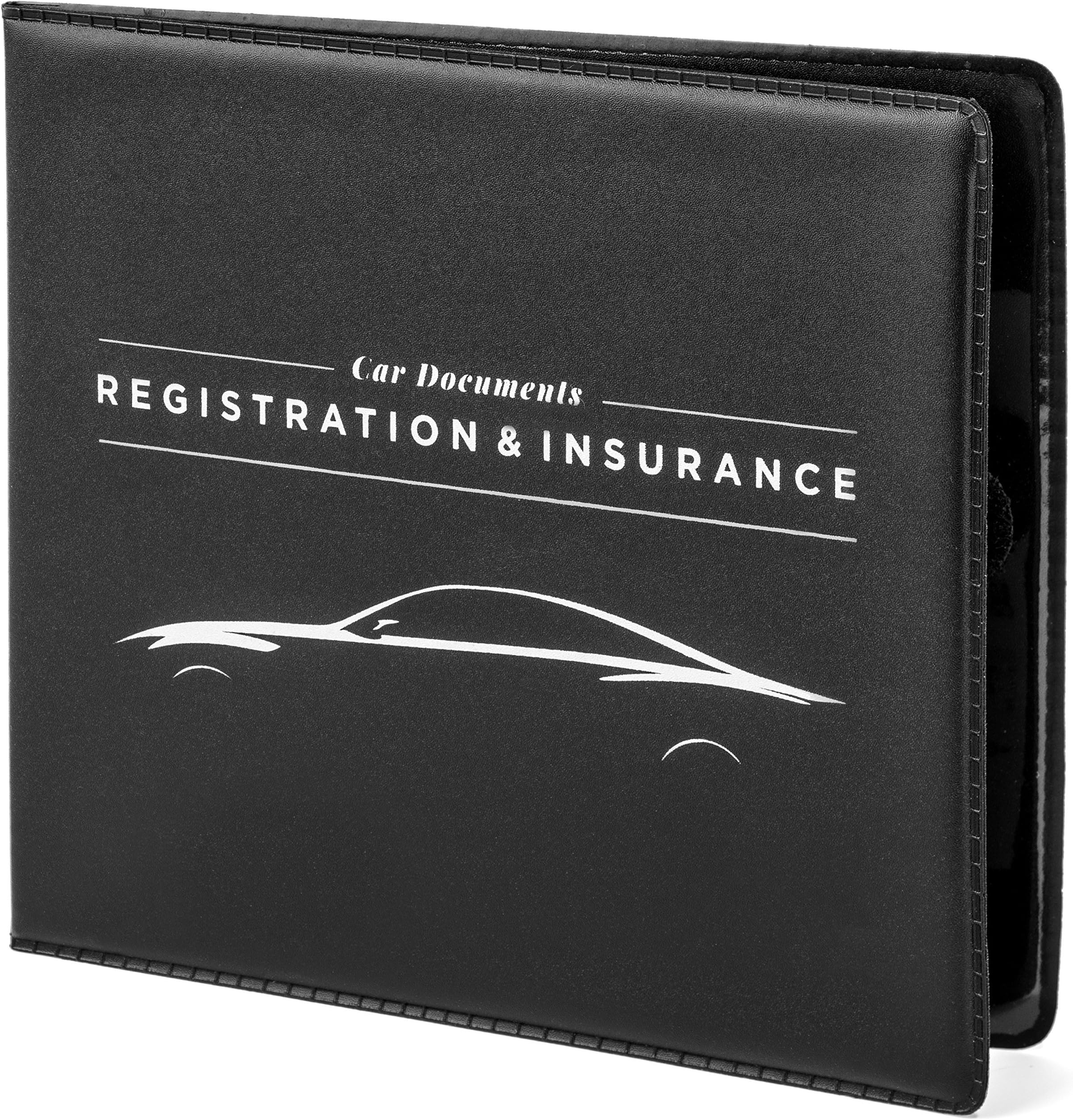 CAR DOCUMENTS HOLDER CASE 5" x 4.5" for Insurance, DMV, Registration, AAA, Auto Club, for Car Truck SUV, Motorcycle, touch fastener closure, safely store documents in glove box or visor flap