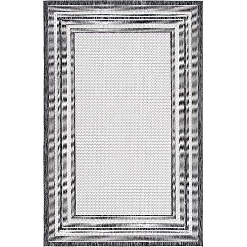 SAFAVIEH Courtyard Collection 2' x 3'7" Ivory / Black CY8475 Indoor/ Outdoor Waterproof Easy Cleaning Patio Backyard Mudroom Accent Rug