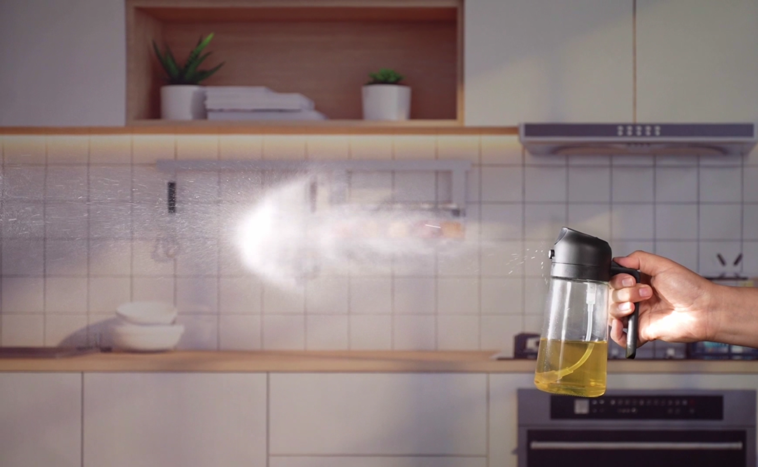 SWEET VIEW Spruzzatore Olio 2 In 1 - Bottiglia Vetro 470ml Per Cucina Sana, Friggitrice Ad Aria E BBQ - Foto 2