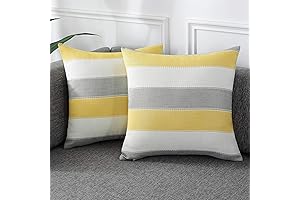 AmHoo Pack of 2 Farmhouse Grey and Yellow Throw Pillows