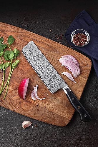 Miniatura 8 de KATSURA Cuchillo chino de carnicero  6.5 pulgadas  Cuchillo japonés premium AUS 10, 67 capas de acero de Damasco