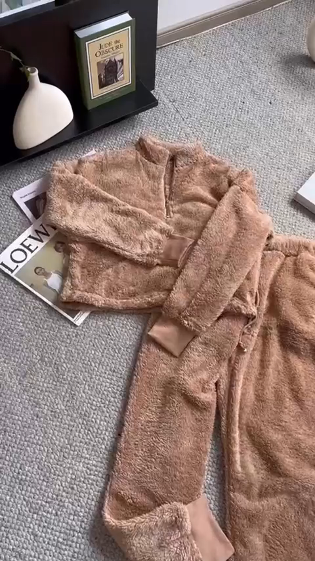 GTLIAE Fluffy Pajamas Sets for Women 2 Piece Fuzzy Half Zip