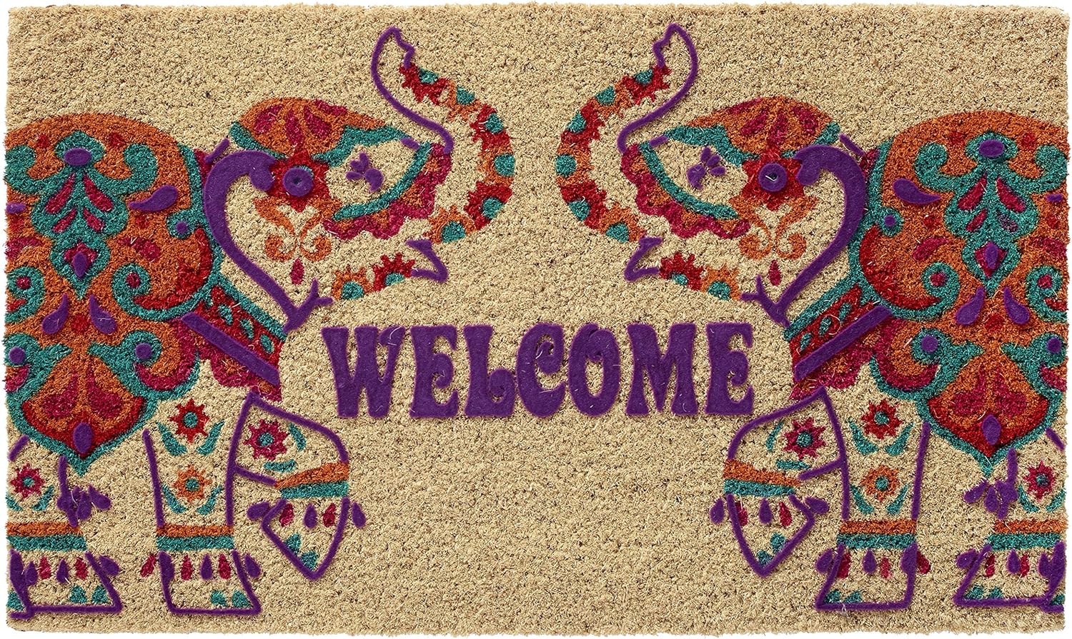 HF by LT Boho Market Printed and Flocked 100 Coir Doormat
