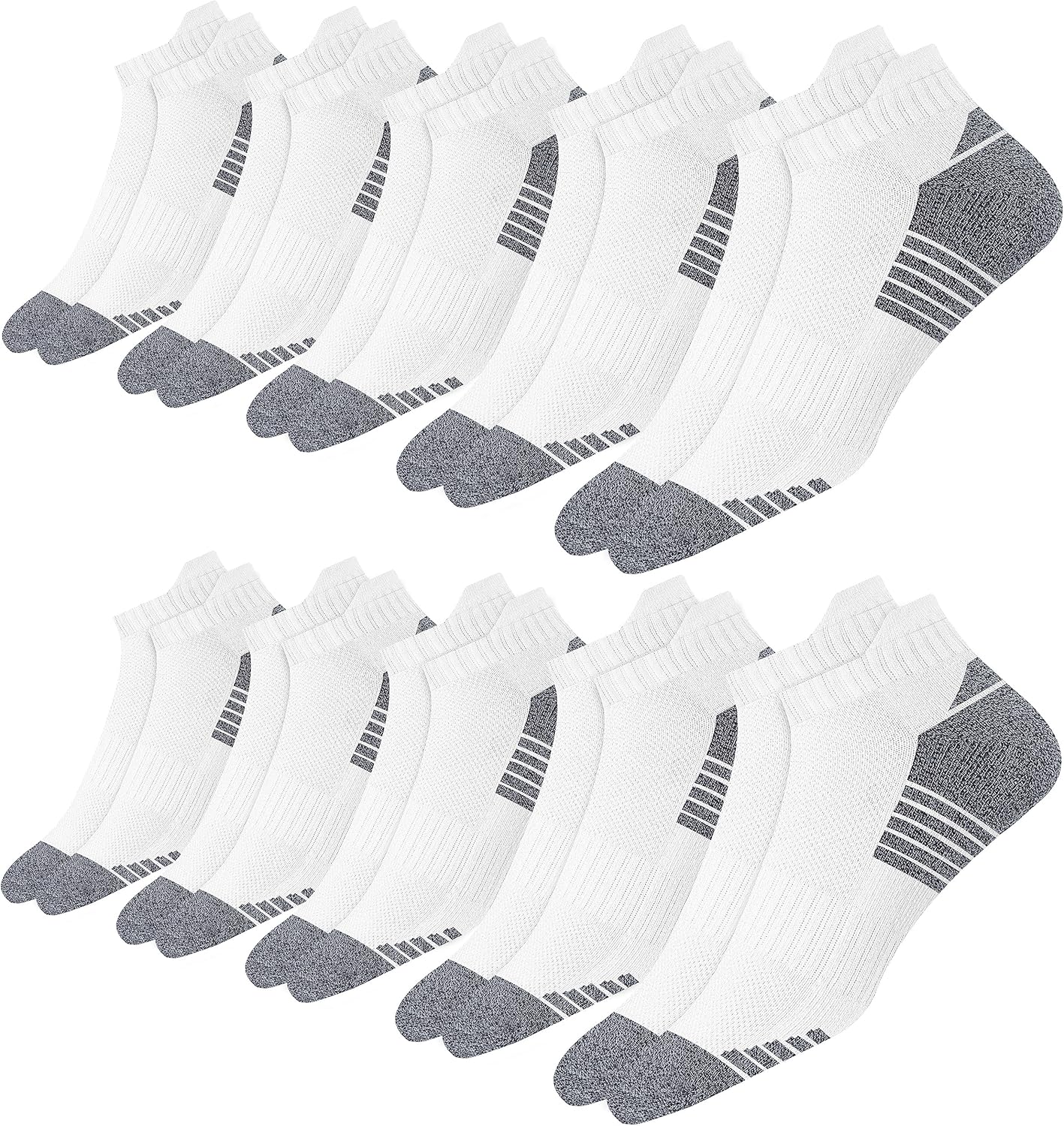Men's Ankle Socks 10-Pack Low Sports Cushioned Socks Men Women, Pack of 10 Pairs - Image 2